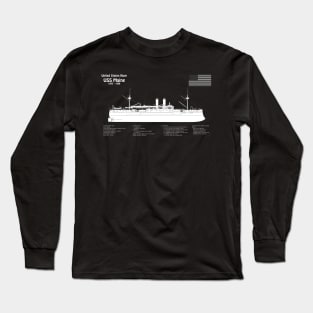 USS Maine battleship cruiser ACR-1 - PBDpng Long Sleeve T-Shirt